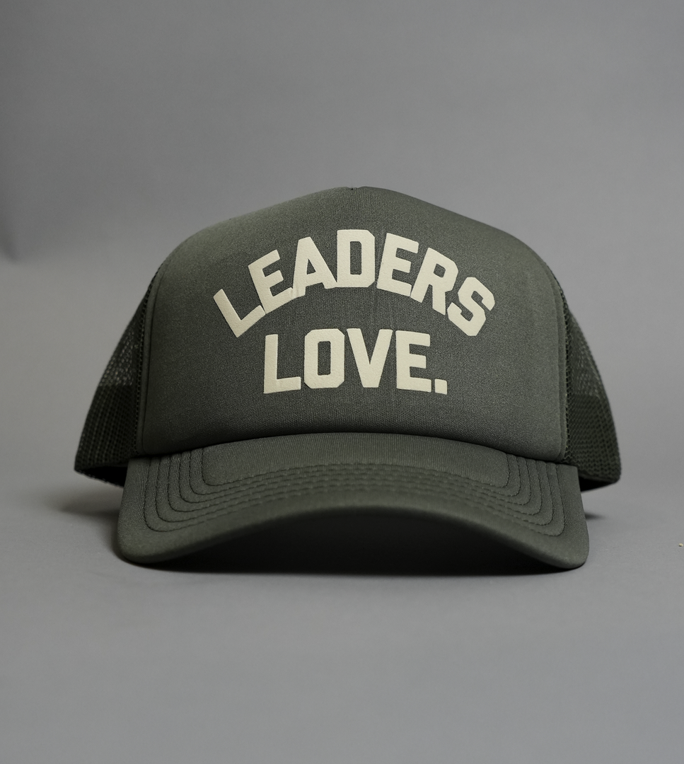 Olive Green Leaders Love Trucker Hat