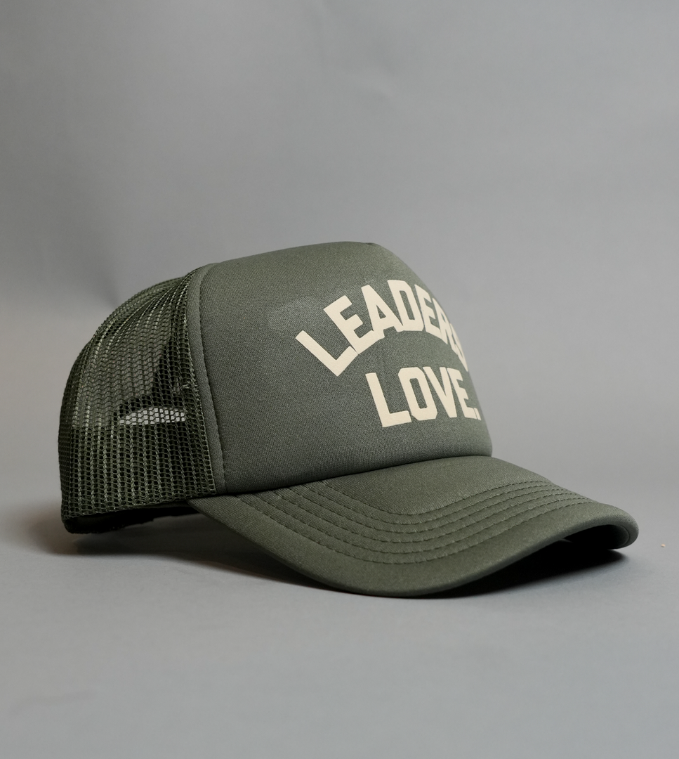 Olive Green Leaders Love Trucker Hat